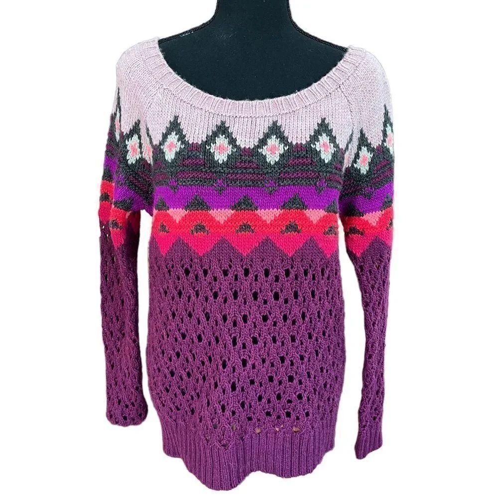 Am Eagle Outfitters Acrylic/Poly/Wool Knit Faire Isle Sweater